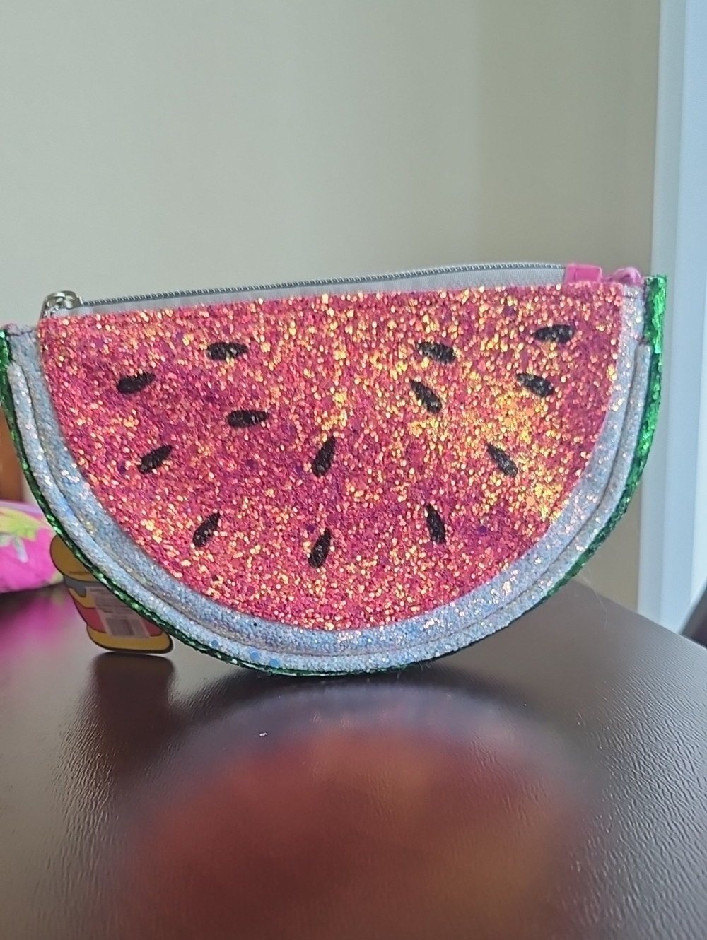 Glitter Watermelon Zip Pouch for Kids - Pink